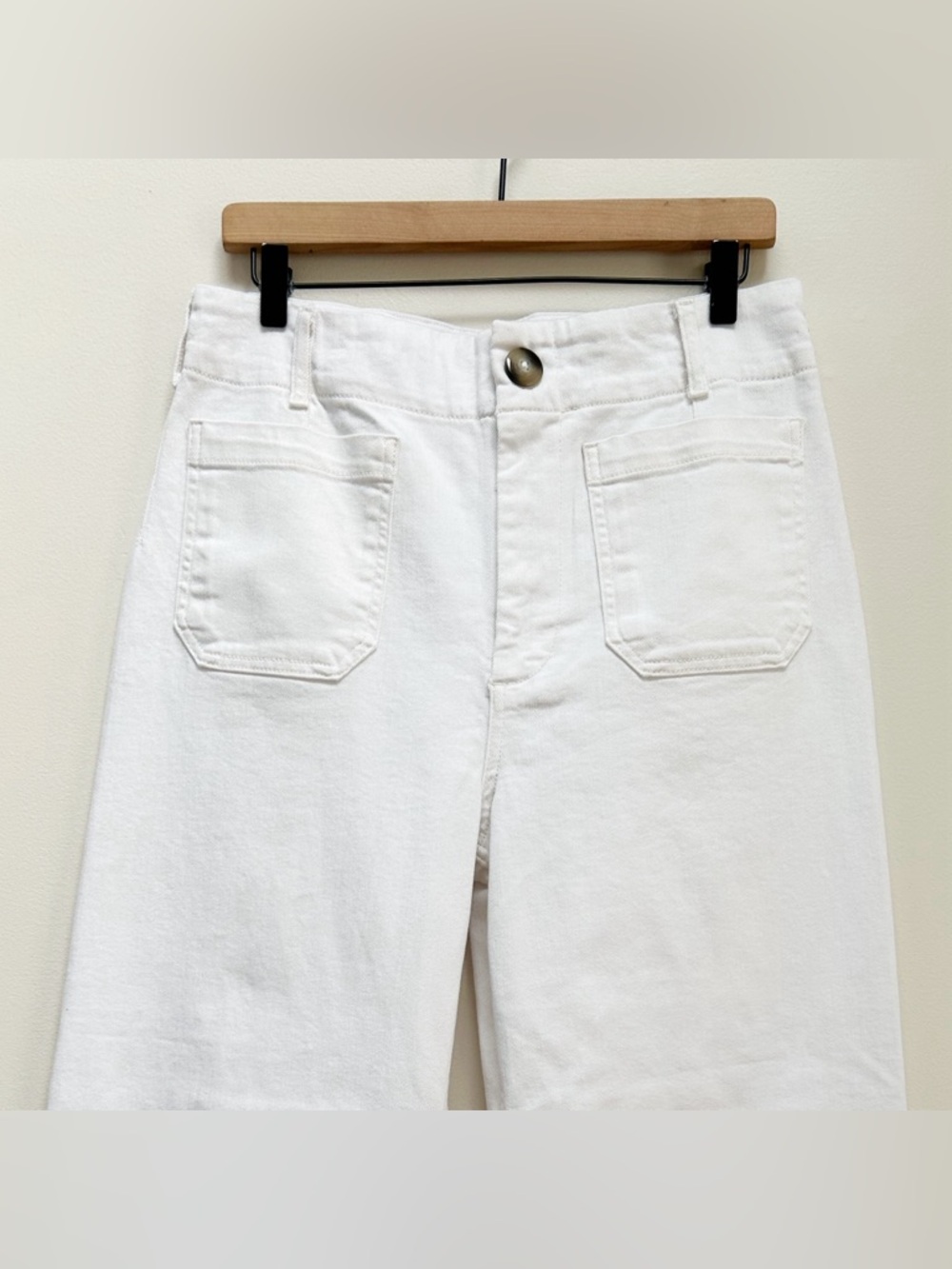 Anthropologie Maeve The Colette Crop Wide-Leg High Rise Jeans in White size 30 - Picture 4 of 14